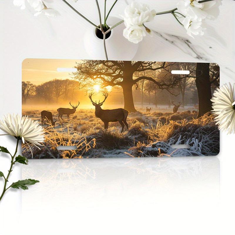 FOREST DEER AL Sign Vintage Durable Metal Plaque Wall Decor Sunrise Scenic Home Office Bar Man Cave Wall Art 15x30cm(5.9x7.8inch)