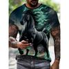 Fashion Men's Crew Neck Short Sleeve 3D Animal Color Printing Crew Neck T-Shirt Animal Short Sleeve