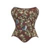 Monet Style Vintage Oil Painting Fishbone Corset - Sexy Strapless Body Shaper for Women