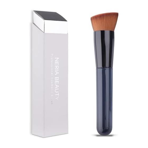 Foundation brush 131, flat cheek brush, rubbing cream, cheek brush, portable makeup brush, angled flat head brush, short, thick and soft hair,