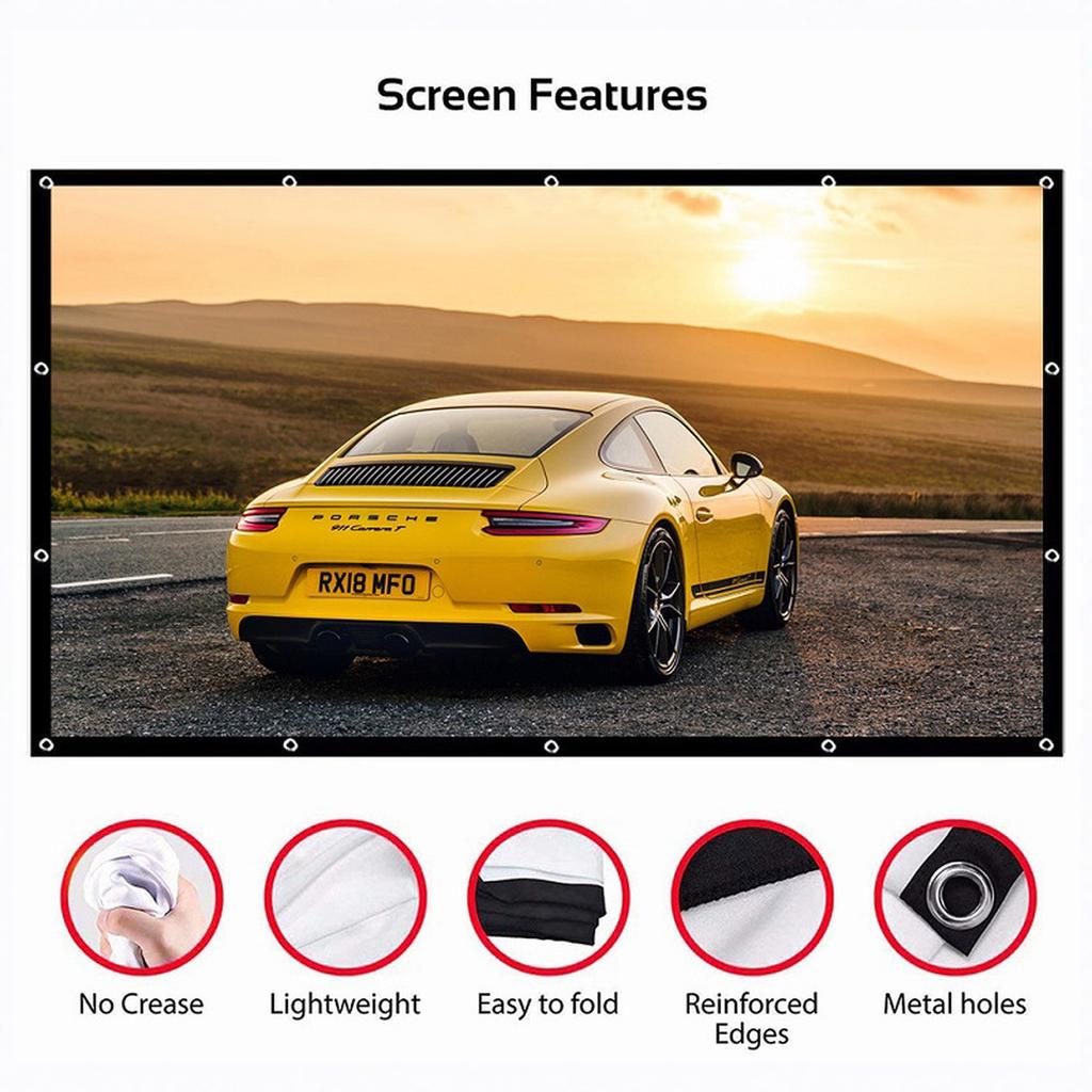 60 Inch 16:9 Portable Foldable Polyester Soft Projector Screen Outdoor HD