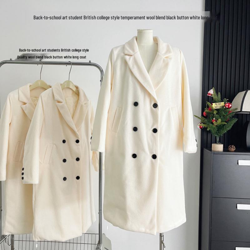 Xin Xing Women's Petite High-End Woolen Overcoat - Korean Style Straight Shoulder, Thickened Cashmere for Fall/Winter