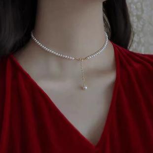 Summer Versatile Irregular Baroque Necklace Women's 11k Gold Injection Natural Freshwater Pearl Pendant Clavicle ins
