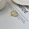 Personality Retro Baroque Imitation Pearl Zircon Adjustable Opening Rings for Women Party Statement Ring Stainless Steel Jewelry