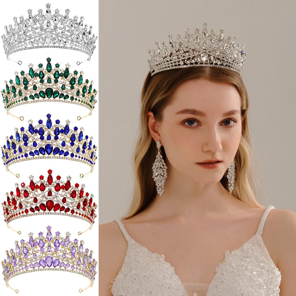 Hot Sales Party Multicolour Tiaras and Crowns for Women Crystal Princess Crown Rhinestone Hair Jewelry Headpieces Bridesmaid