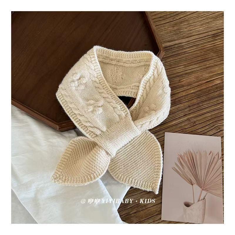 Kids' Wool Hat & Scarf Set with Fleece Lining, Cute Korean Style Pullover for Boys & Girls