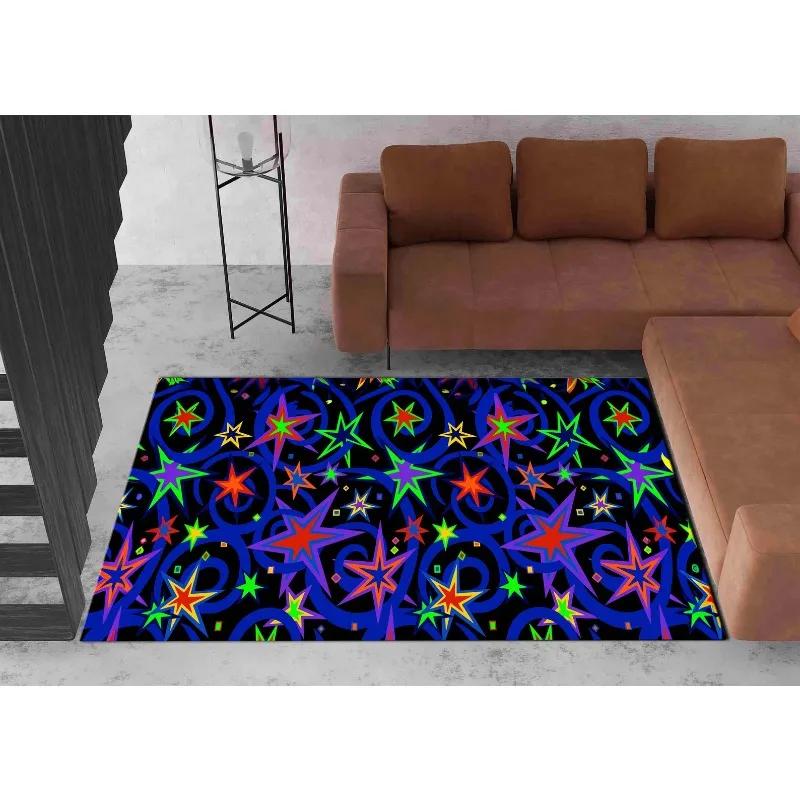 Arcade Stars Bowling Alley Carpet 90s Arcade Retro Rug Non-Slip Home Theater Movie Room Floor Mat Gamer Room Décor Retro Gift