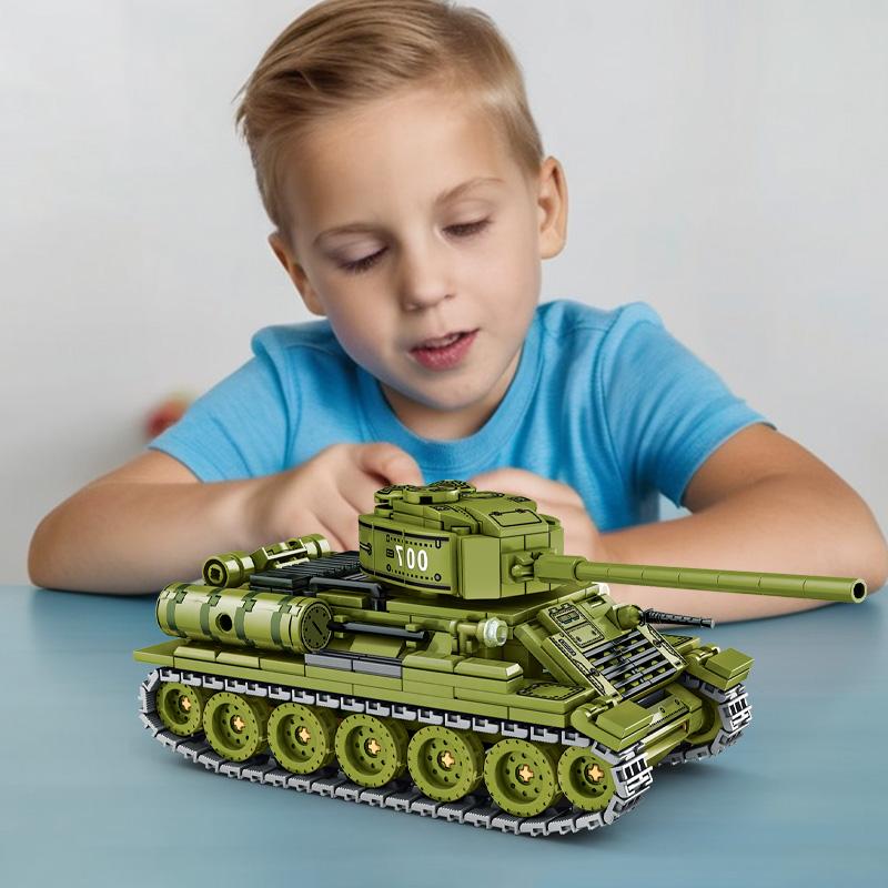 Nieuwe WO2 Militaire Tanks Bouwstenen T-34 99 Hoofdgevechts Pantserwagen Model Soldaat Figuren Bakstenen Educatief Speelgoed Cadeau