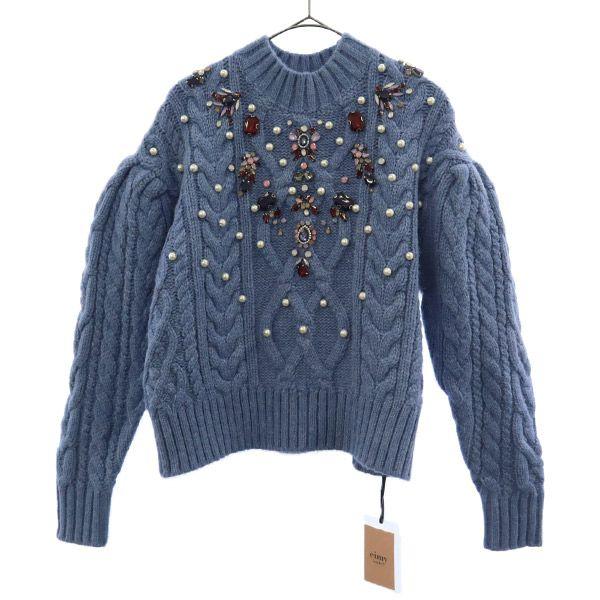 

unused eimy istoire Long sleeve sweater F blue Knit Beads Women Used