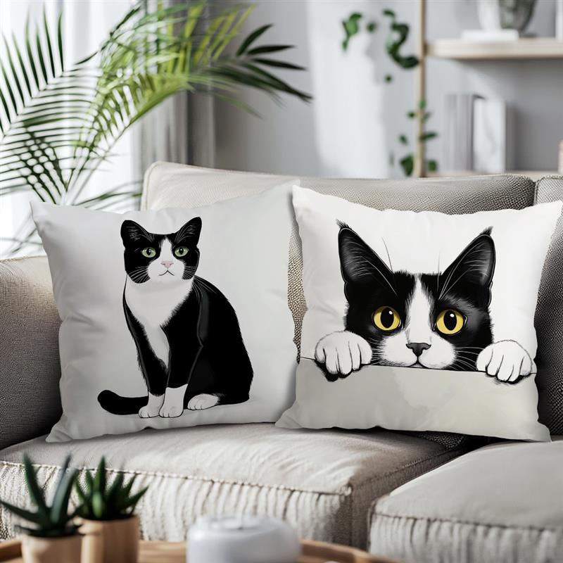 Cute Little Cate Home Cushion Covers Polyester Pillow Cover For Sofa Chair Bed Car Party Table Decoration