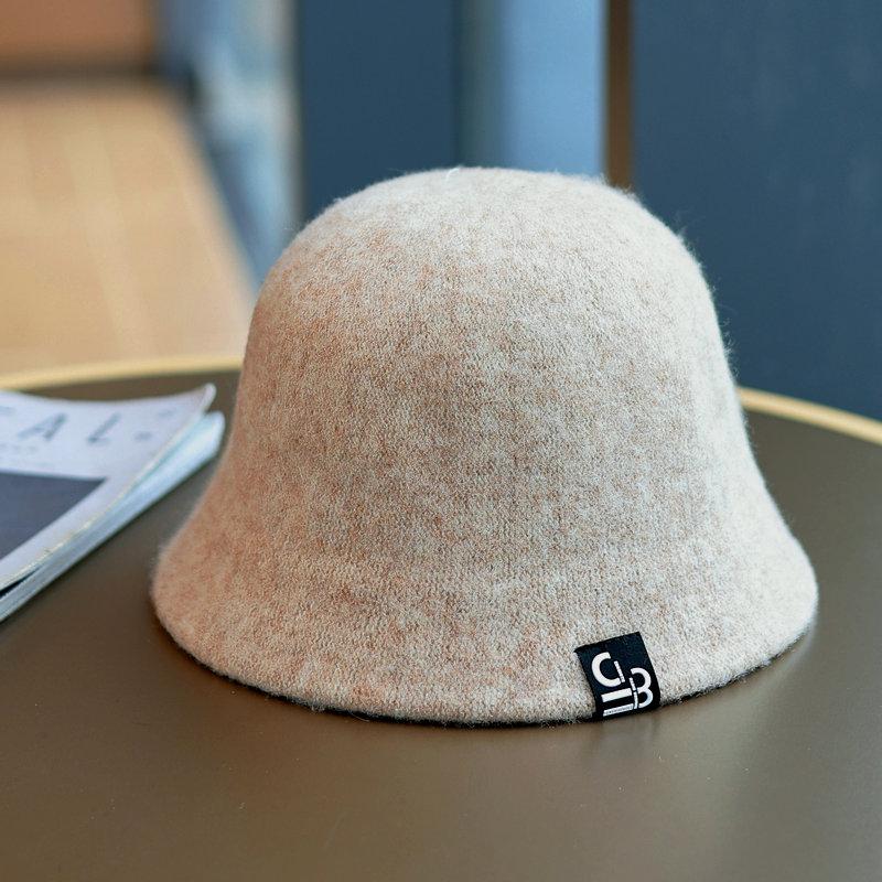 New autumn and winter wool woolen fisherman's hat children's fashionable versatile face small plain bucket hat