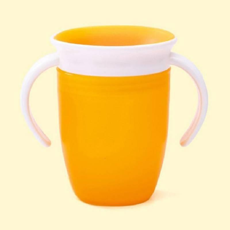 

Silicone Food Grade Trainer Water Cup Children Anti Choking Hand Shank Gift Cups оранжевый