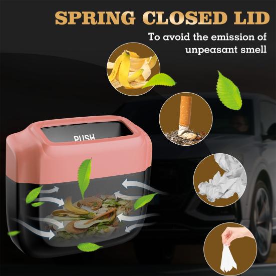 Car Door Hanging Trash Can with Garbage Bags Press Universal SUV Truck Auto