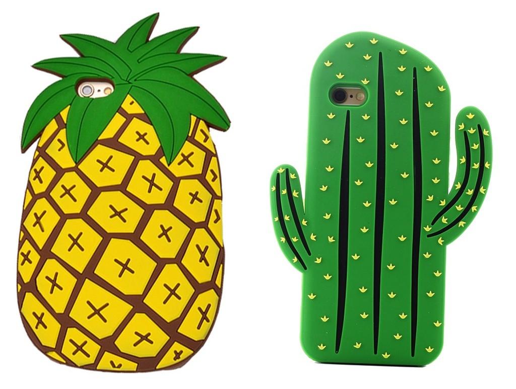 Iphone For Apple Silicone Rubber Slot Shaped Pineapple Cactus Protective Cover