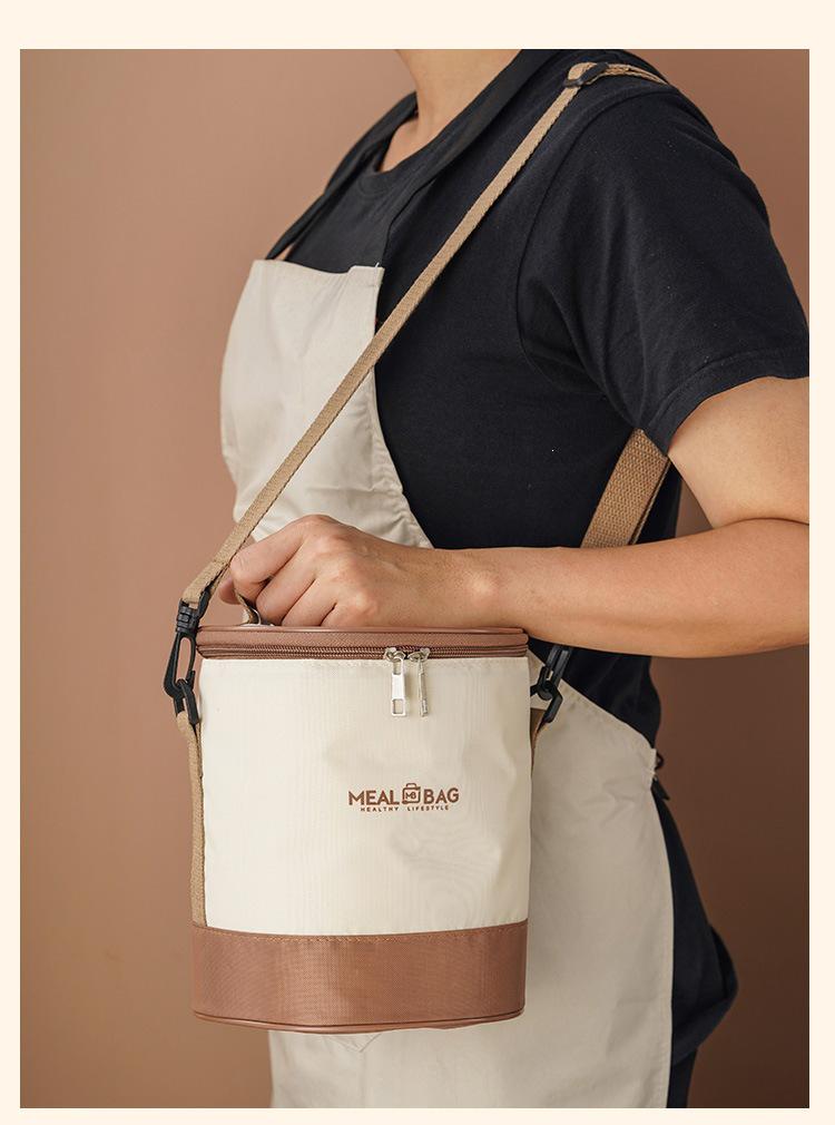 Insulated Round Lunch Bag for Office Workers - Waterproof & Thick Aluminum Foil