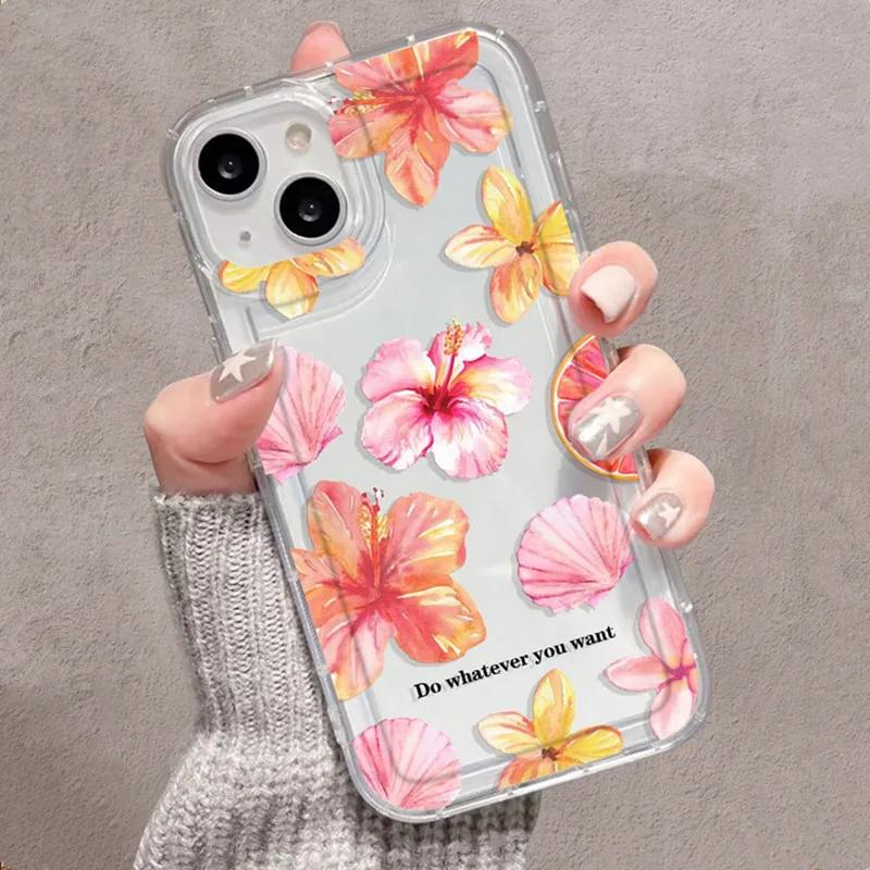 Colorful Floral Pattern Transparent Case For iPhone 11 Cases iPhone 15 12 13 14 Pro Max X XR XS Max 14 15 7 8 Plus Cover Funda
