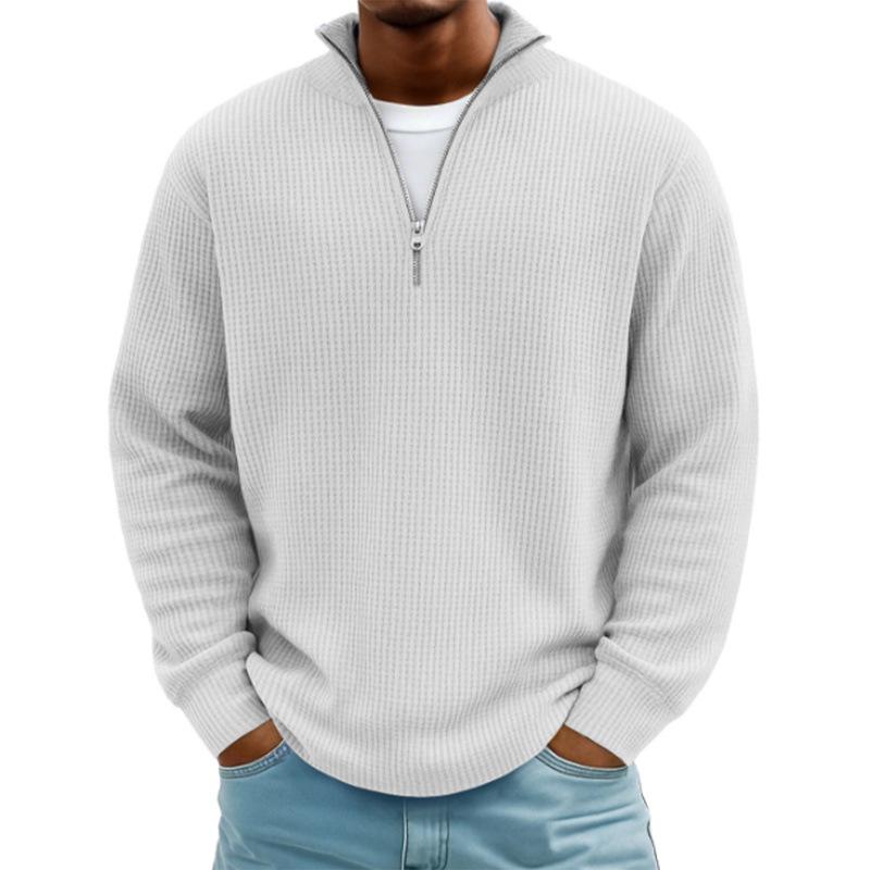 2023 European Ethnic 3D Print Men's Waffle Knit Half-Zip Hoodie