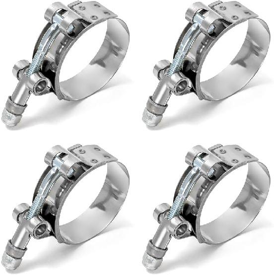 QWORK 3  T-Bolt Hose Clamp Stainless Steel, Working Range 83Mm-91Mm For 3  Hose ID, Turbo Intake Intercooler Clamp, 4 Pack 46mm-52mm