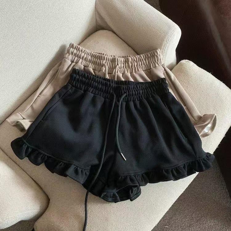 

Y2k Japanese Gothic Lolita Shorts Women Cute Ruffle Bow Shorts High Waist Short Pants Cute Casual Loose Black Harajuku Shorts for Girls 160cm чорний