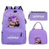 Animation Cartoon Printing Student Trend Large Capacity Backpack Casual School Bag Meal Bag Pencil Bag Three-piece Set