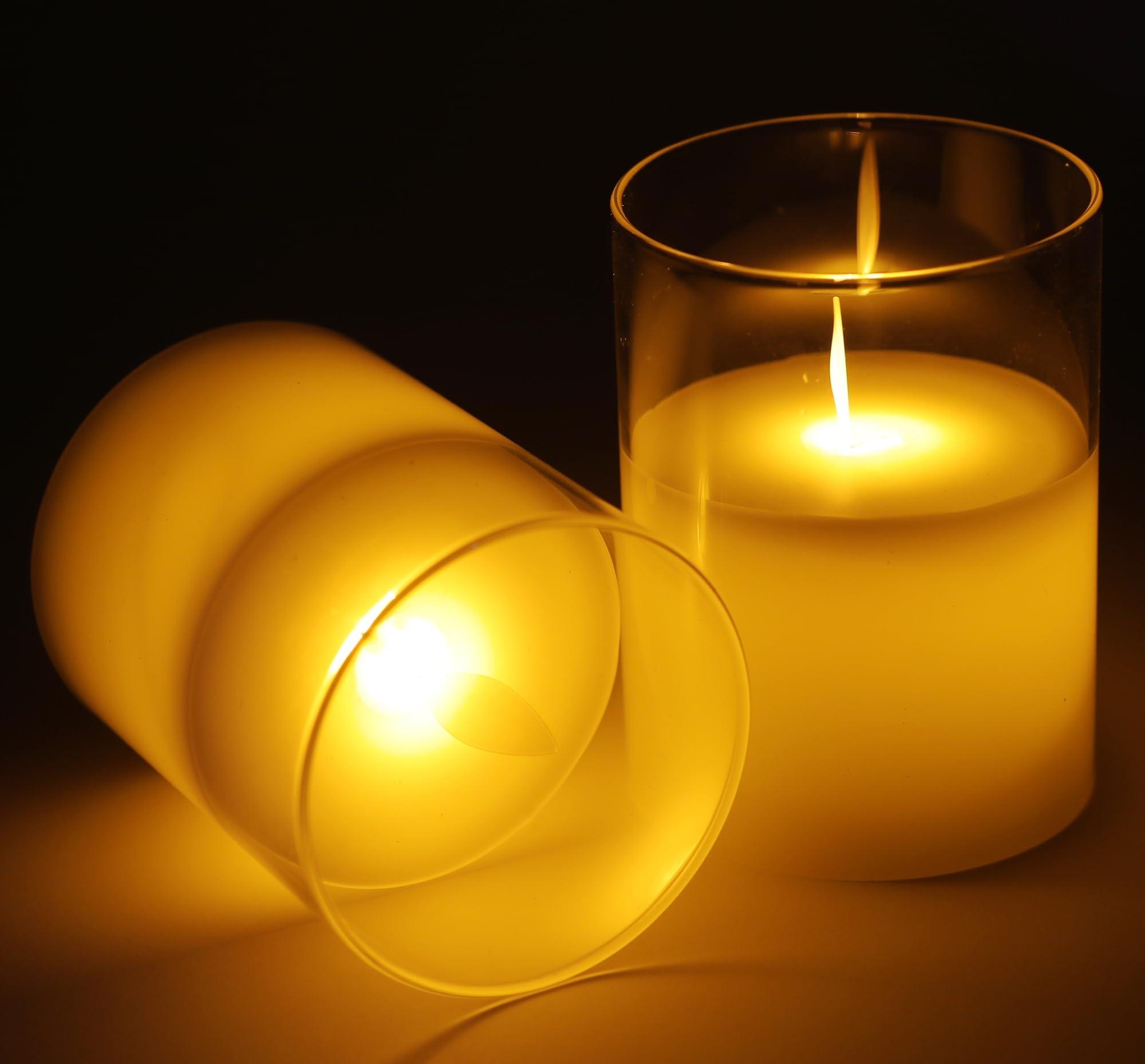 

Electronic candle light LED candle flickering flame electric candle battery operated set of 2 (white)