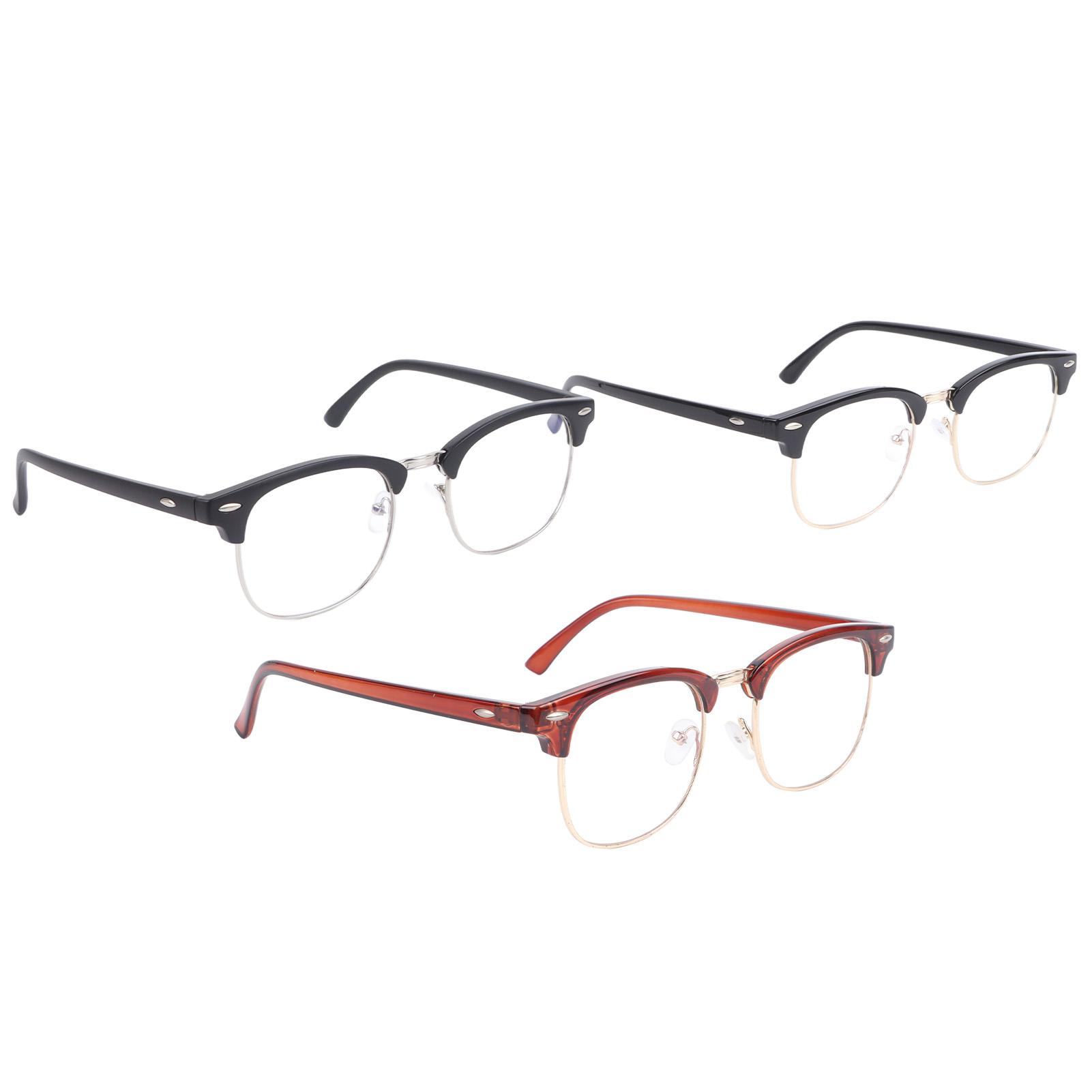 

3 шт. очки металлическая полуоправа ретро очки блокирующие синий свет для чтения для мужчин и женщин