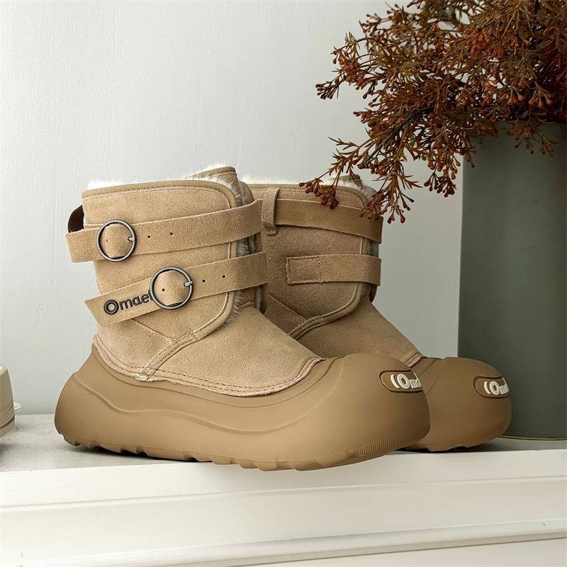 3658 [Ju Jingyi] OMAET Snow Boots Thick-soled Warm Waterproof Big Head Shoes