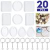 20 pçs/set diy chaveiro pingente fundição kit de molde de silicone com chaveiros arte artesanato fazendo ferramentas cristal resina cola epoxy molde