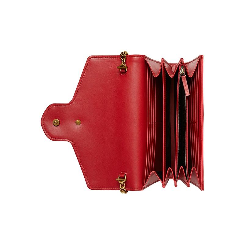 Gucci GG Marmont Vintage Logo Chain Leather Envelope Shoulder Bag Women Shoulder Bag Red 474575-DTD1T-6433
