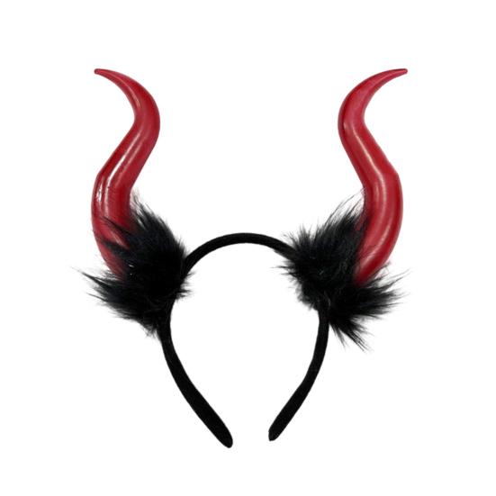 Halloween Teufelshörner Plüsch Stirnband Cosplay Gothic Haarreif Verkleidungszubehör Party-Outfits Stirnband