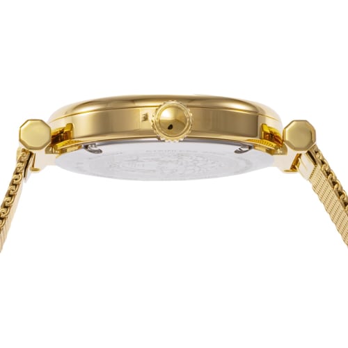 Versace New Lady Watch, 35mm, Silver Dial, Stainless Steel, Sapphire Crystal, Quartz Movement, Swiss Made, Women's, VE1CA0623, Gold