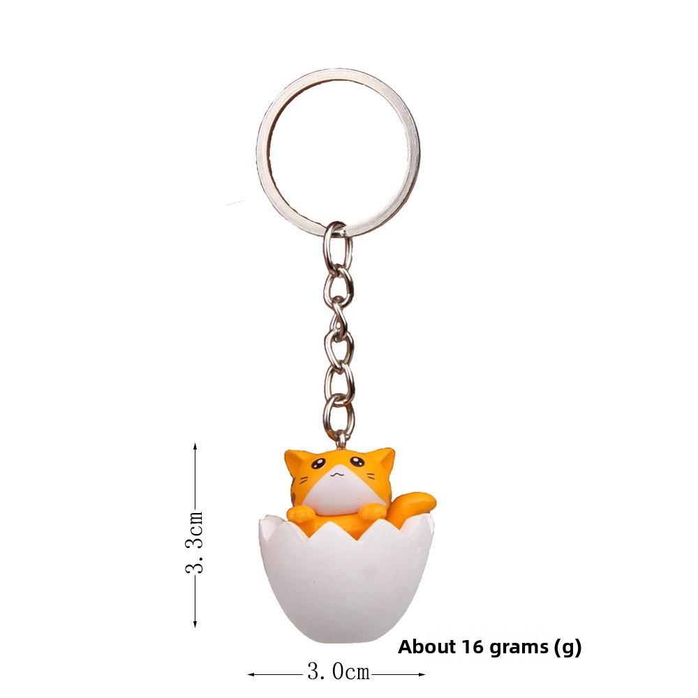 Adorable Eggshell Cartoon Cat Resin Pendants Keychain For Gifts Children