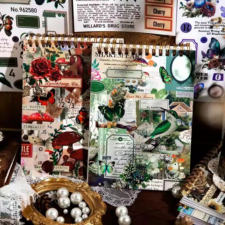 50 Pieces/Pack Decorative Dairy Sticker Book Retro Life Record Series Retro Journal Decoration Material 4 Options 13X18.2X1 cm
