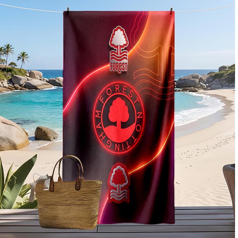 Asciugamano da Spiaggia con Stampa Calcio Nottingham Forest, Asciugamano Grande Morbido Asciugatura Rapida per Spiaggia Campeggio Nuoto
