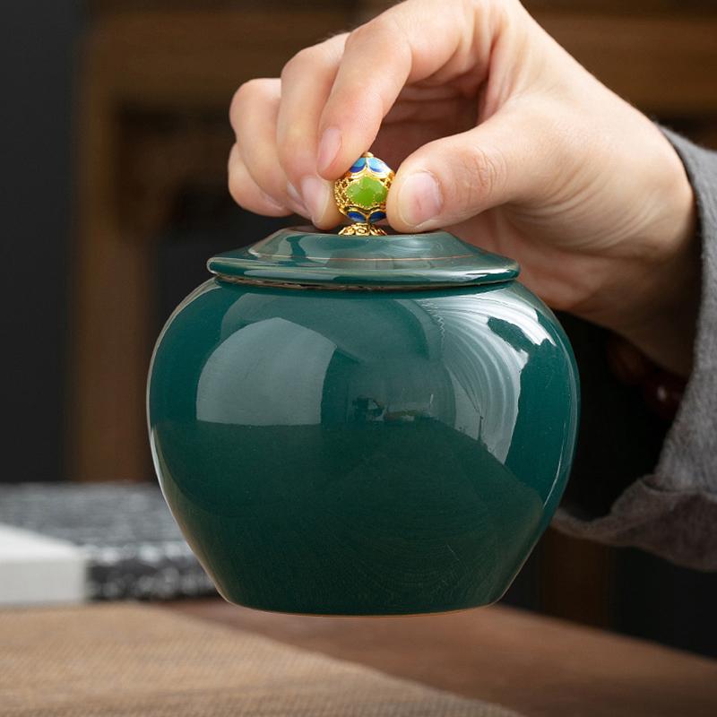 Ceramic Tea Caddy Food Sealed Cans Home Round Jewelry Cosmetic Storage Box Creative Coffee Bean Candy Nut Sealed Cans Home Decor