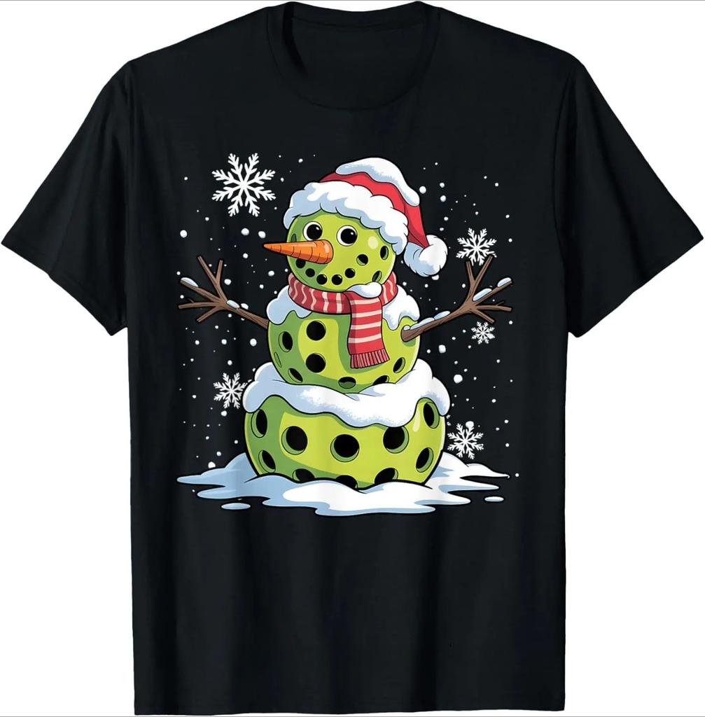 Christmas Hat SnowUnisex Fun Pickle Ball Christmas Tshirt Womens Street Style Shortsleeved Clothing Women Clothing Fashion