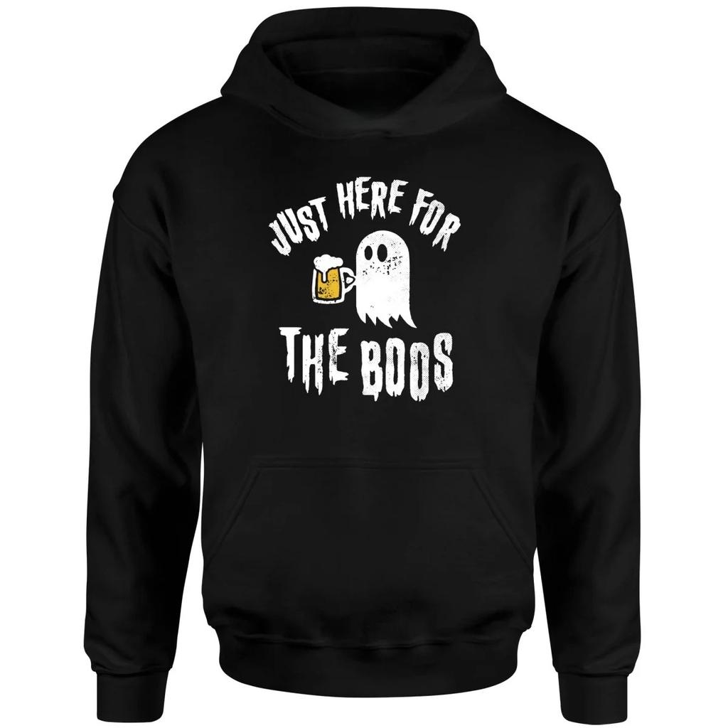 2025 Halloween Casual Versatile Men's Cotton Hoodie Street Vintage Sweater Fall/Winter Just Here for The Boos Unisex Hoodie