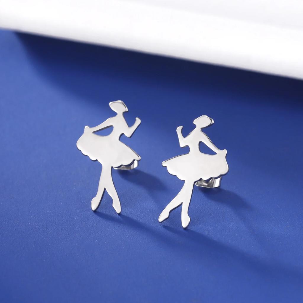 Teamer Ballet Danceing Beauty Girl Stud Earrings For Women Girls Stainless Steel Fashion Jewelry Valentine's Day Gift 2026 New