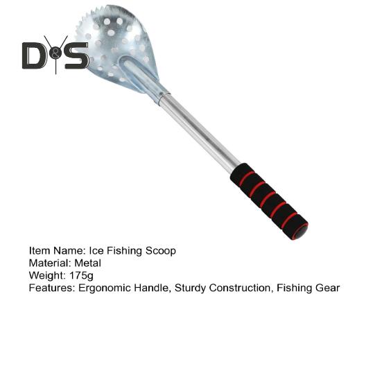 17,3-tommers isfiskeskimmer-øse i rustfritt stål isfiskeutstyr Hull-øse for enkel fjerning av snø og is