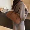 Faux Suede Shoulder Bag For Women Multi Pocket Underarm Bag Faux Suede Solid Color Handbag Zipper Satchel Bag For Work Shopping