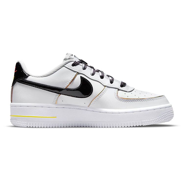 Nike Air Force 1 '07 LV8 GS Fresh White Black Bright Crimson Light Voltage Yellow Metallic Gold DJ5528-100