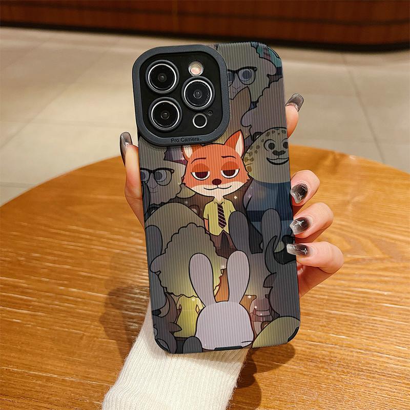 Vertical Grain Leather Cartoon Couple Nick Judy Zootopia Printed Soft Silicone Phone Case Back Cover with Camera Lens Full Protection for Samsung