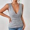 2024 Summer Women's V-neck Button Casual Tank Top - European & American Fashion