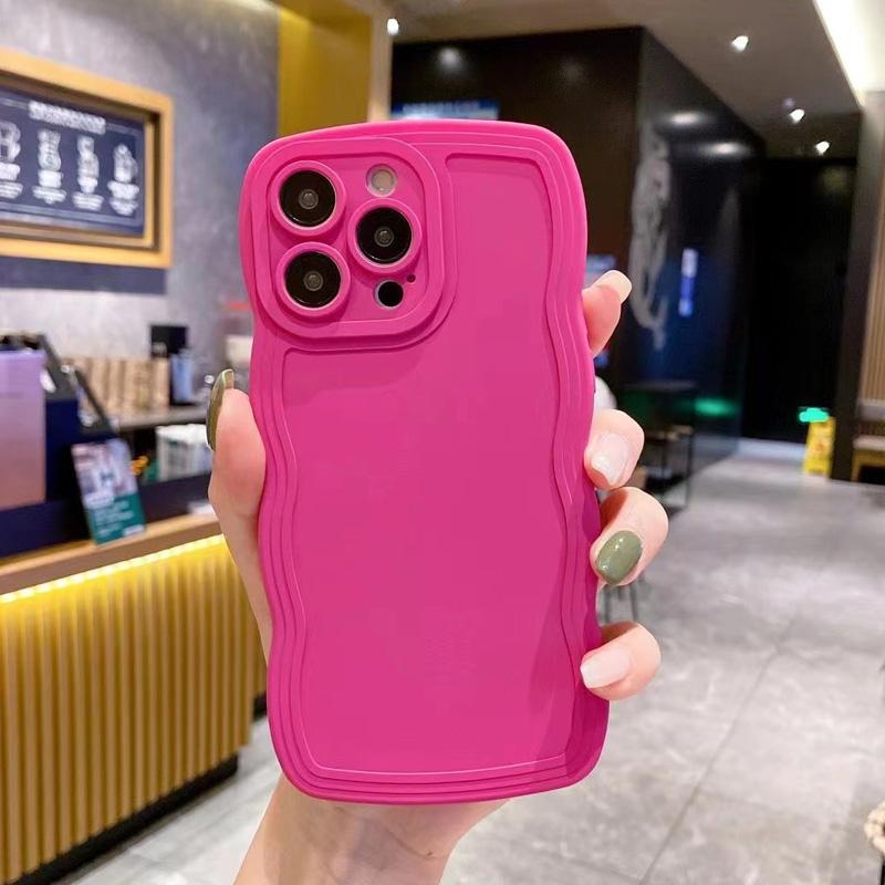 Wave Edge Solid Colo Phone Case For IPhone 16 15 14 Pro Max 13 12 11 Xr Xs 7 8 Plus SE2/SE3 TPU Soft Back Cover