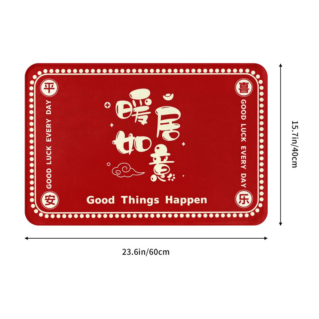 Lucky New Year Red Horse Pattern Design Front Door Mat Anti-Slip Outdoor Quick Dry Doormat Living Room Entrance Rug Carpet