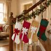 Retro Christmas Gift Bag Lagre Size Xmas Tree Hanging Socks Bow Christmas Stocking  Mall