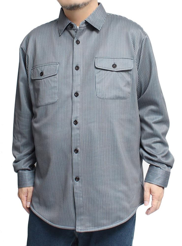 

One Colors Men s Long Sleeve Shirt, Plus Size, Stretchy, Comfortable, Checked and Striped Shirt, Size 4L, Stripe (05)
