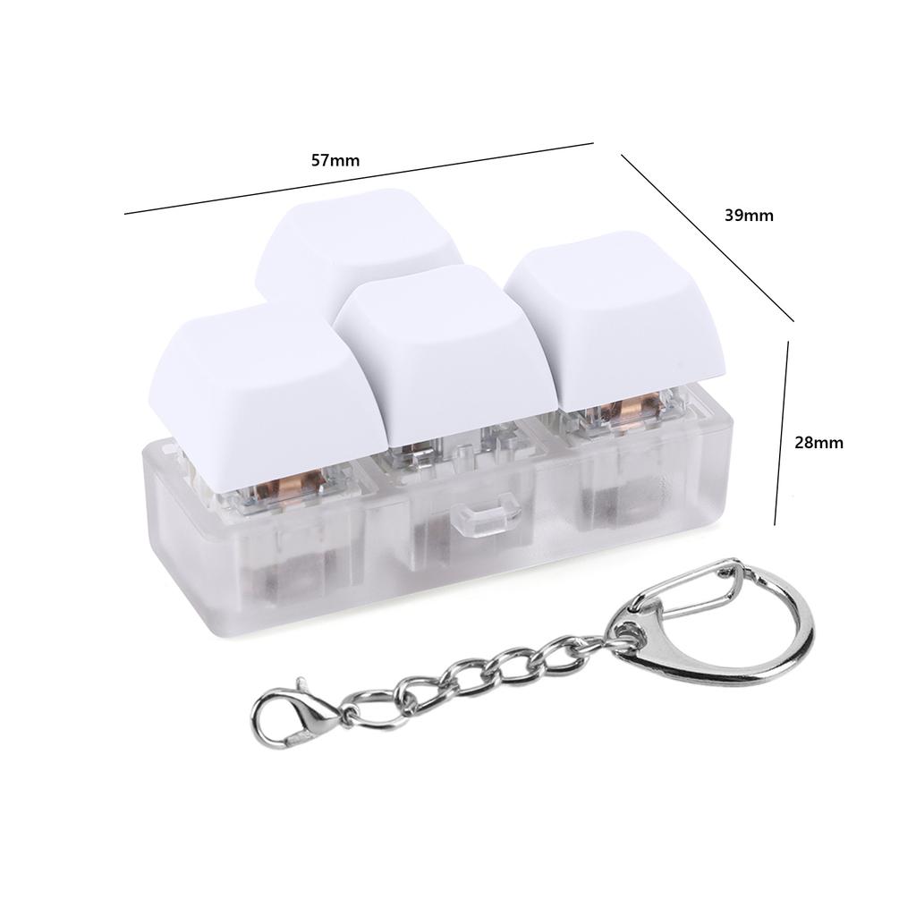 4 Keys Keyboard Fidget Keychain w/ LED Light Keyboard Clicker(White A Style)