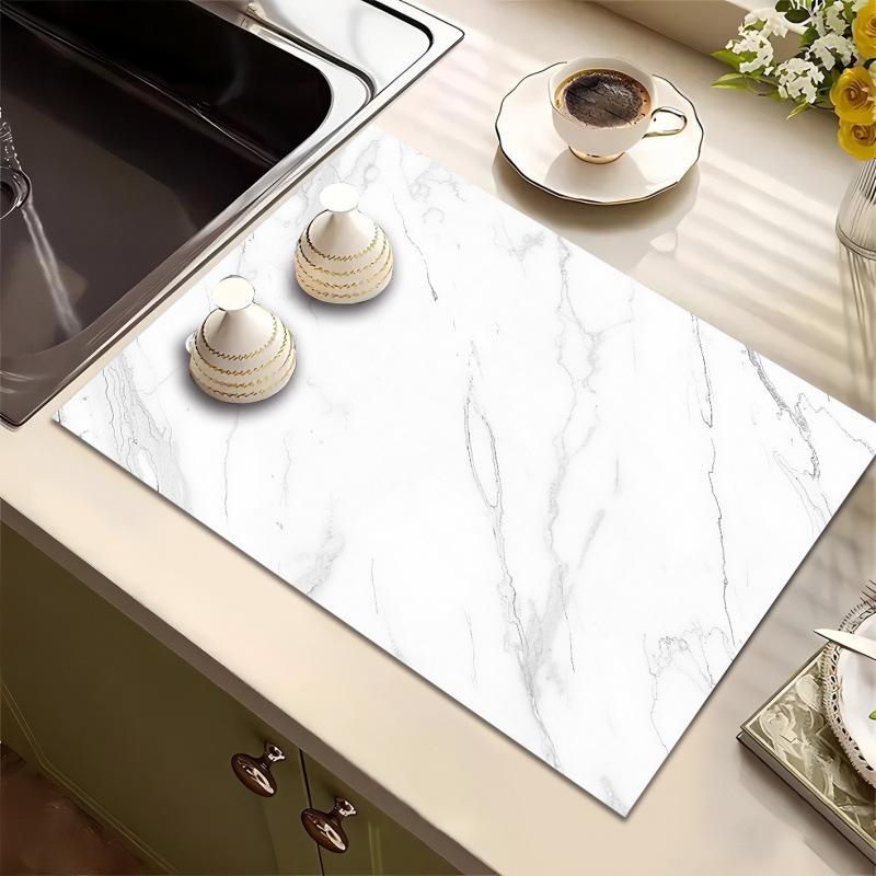 

Marble Pattern Diatomaceous Earth Kitchen Countertop Mat - Water-Absorbent Soft Pad and Insulated Placemat 30*40cm (Diatomaceous)