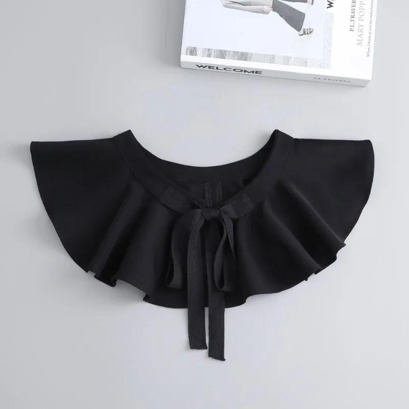 Removable Lapel Fake Collar Women Tie Ladies White Shawl Wrap Detachable Solid Color Bowknots False Collar Clothes Accessory